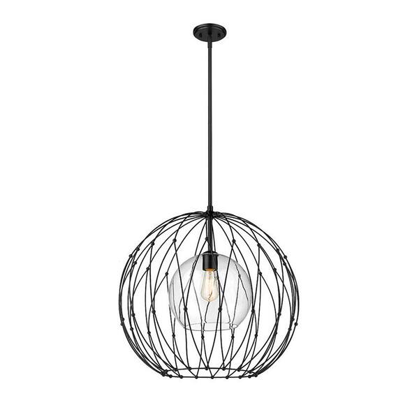 Elle 24 in. 1Light Matte Black Pendant Light with Clear Glass Shade 1940P24MB The Home Depot