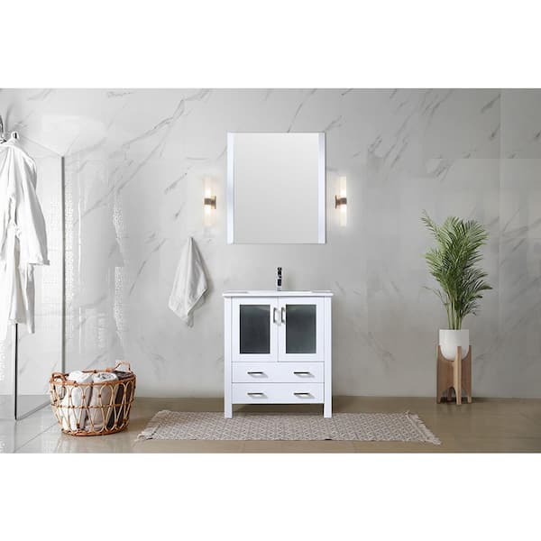 Volez 30 in W x 18 in D White Bath Vanity and Integrated Ceramic Top