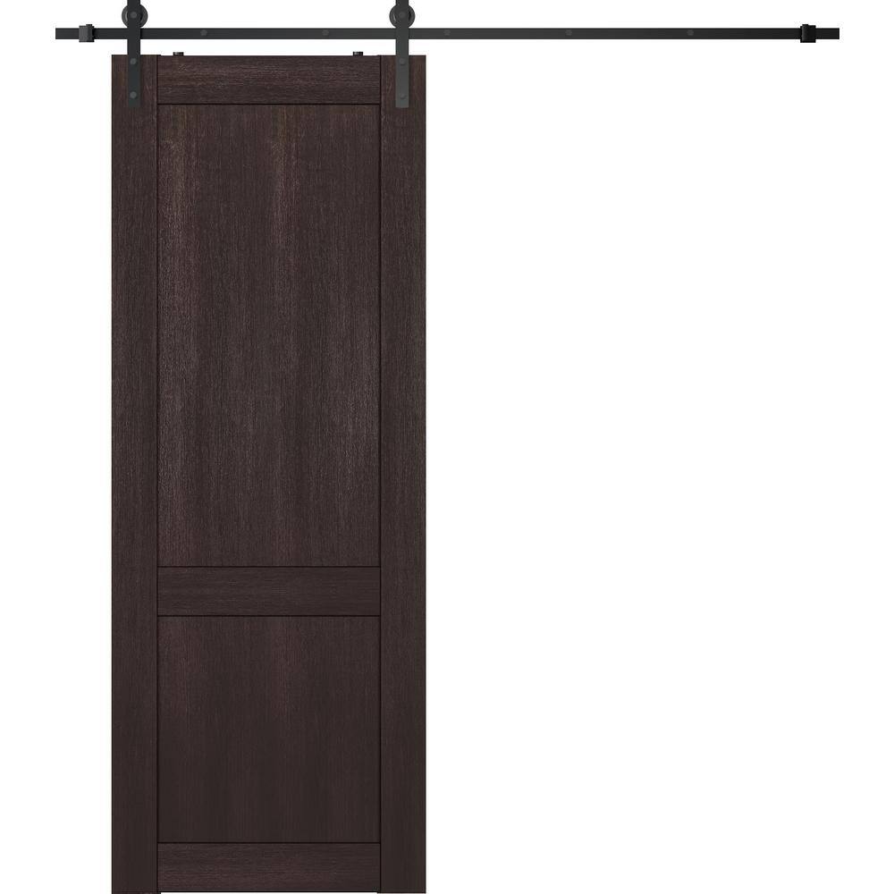 2-Panel Shaker 36 in. x 84 in. Vera Linga Oak Finished Composite Wood Sliding Barn Door Hardware Kit price history on PriceWatchPro