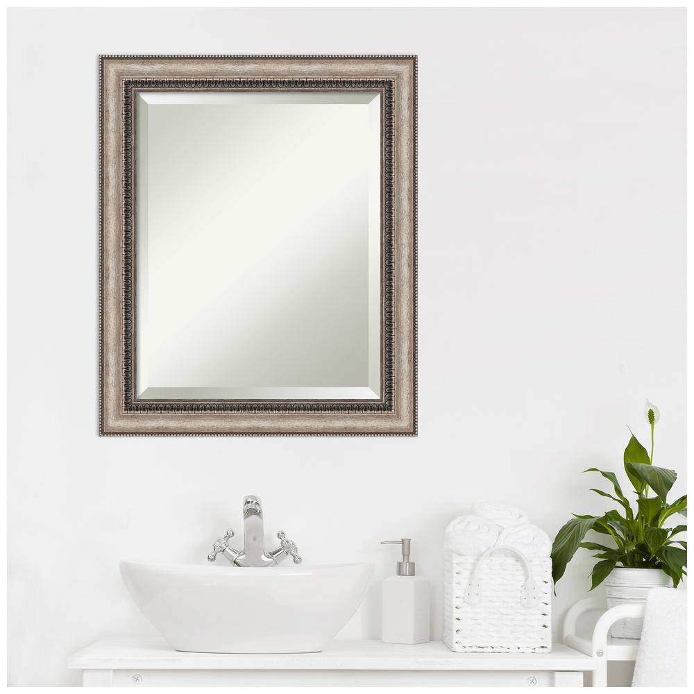 Lyla Ornate Silver and Bronze Rectangular Bathroom Vanity Mirror