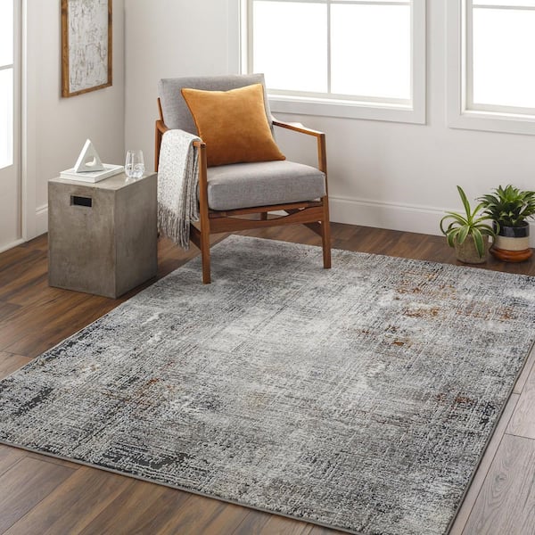 Allegro Plus Black Rustic Abstract 6 ft. 7 in. x 9 ft. Area Rug
