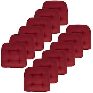 19 in. x 19 in. x 5 in. Solid Tufted Indoor/Outdoor Chair Cushion U-Shaped in Red (12-Pack)