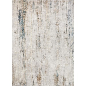 Urbano Luca Blue/Beige Vintage Antique Abstract Distressed 5 ft. 3 in. x 7 ft. 3 in. Area Rug