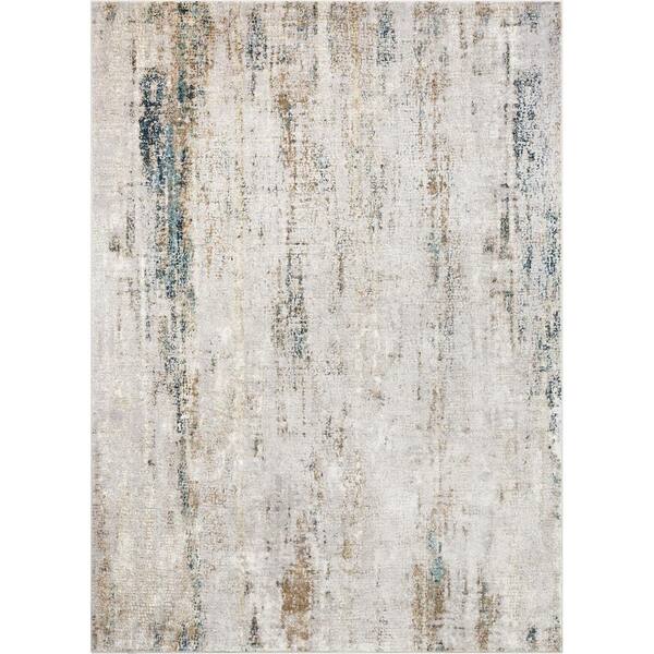 Well Woven Urbano Luca Blue/Beige Vintage Antique Abstract Distressed 5 ft. 3 in. x 7 ft. 3 in. Area Rug