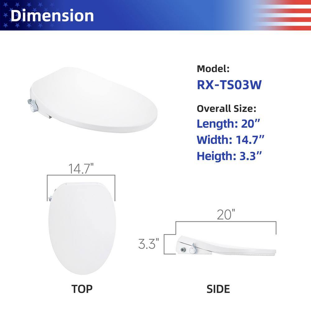 White Elongated Smart Bidet Toilet Seat with Remote Control