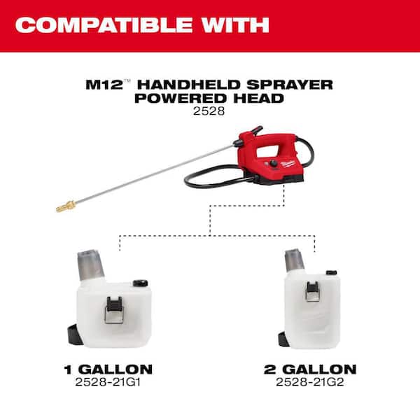 Milwaukee M12 12-Volt 1 gal. Lithium-Ion Cordless Handheld Sprayer Kit with 2.0 Ah Battery, Charger, Extra 1 gal. Tank