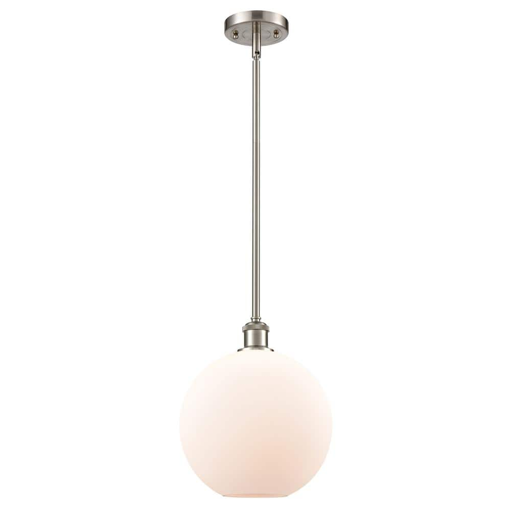 Athens 1-Light Brushed Satin Nickel Globe Pendant Light with Matte White Glass Shade -  Innovations, 516-1S-SN-G121-