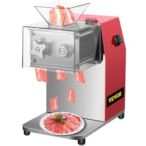 850 Watt Commercial Meat Cutting Machine 0.14 in. Blade Electric Meat Cutter Stainless Steel Restaurant Food Cutter, Red