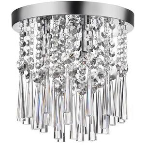 10 in. 3-Light Chrome and Crystal Flush Mount