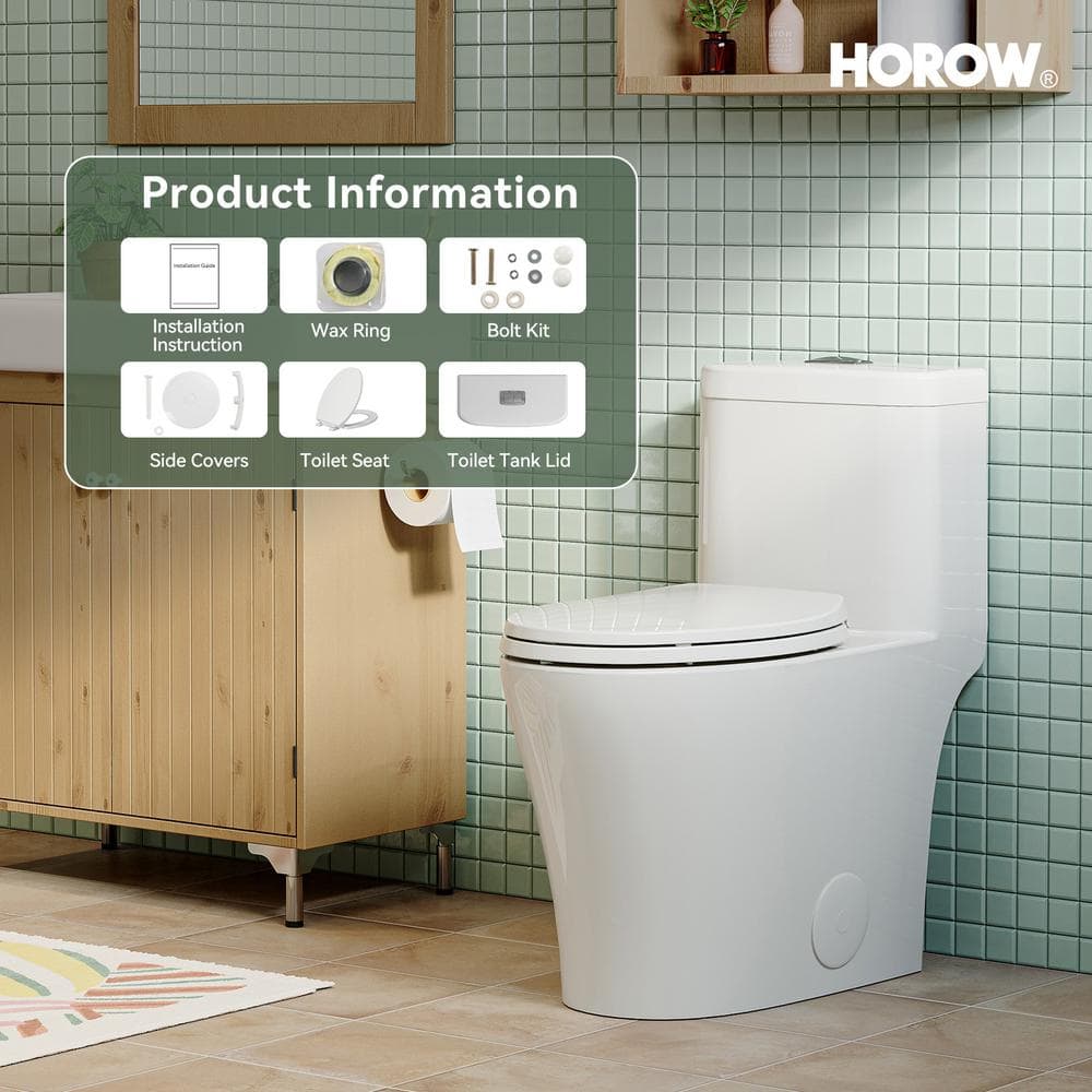 White Elongated Dual Flush High Efficiency One-Piece Toilet
