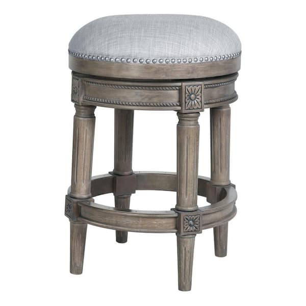 HOME IMPORTS EMPORIUM Weathered Gray Finish, Round Seat Counter-Height Bar Stool