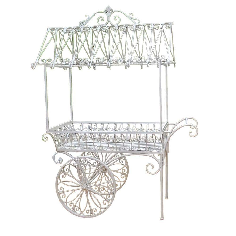 Zaer Ltd. International 7.9 ft. Tall Antique White Iron Flower