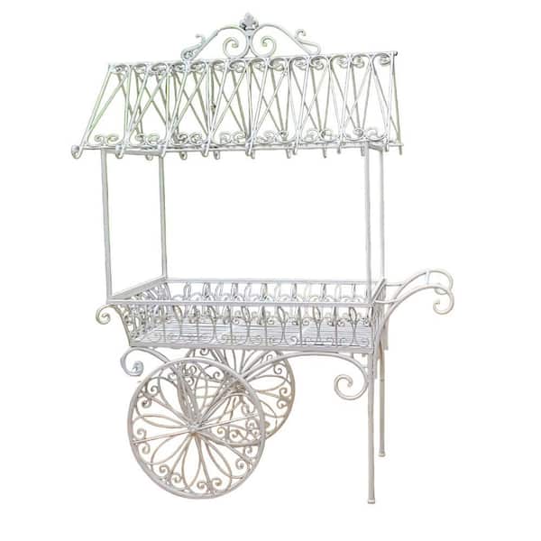 Zaer Ltd. International 7.9 ft. Tall Antique White Iron Flower