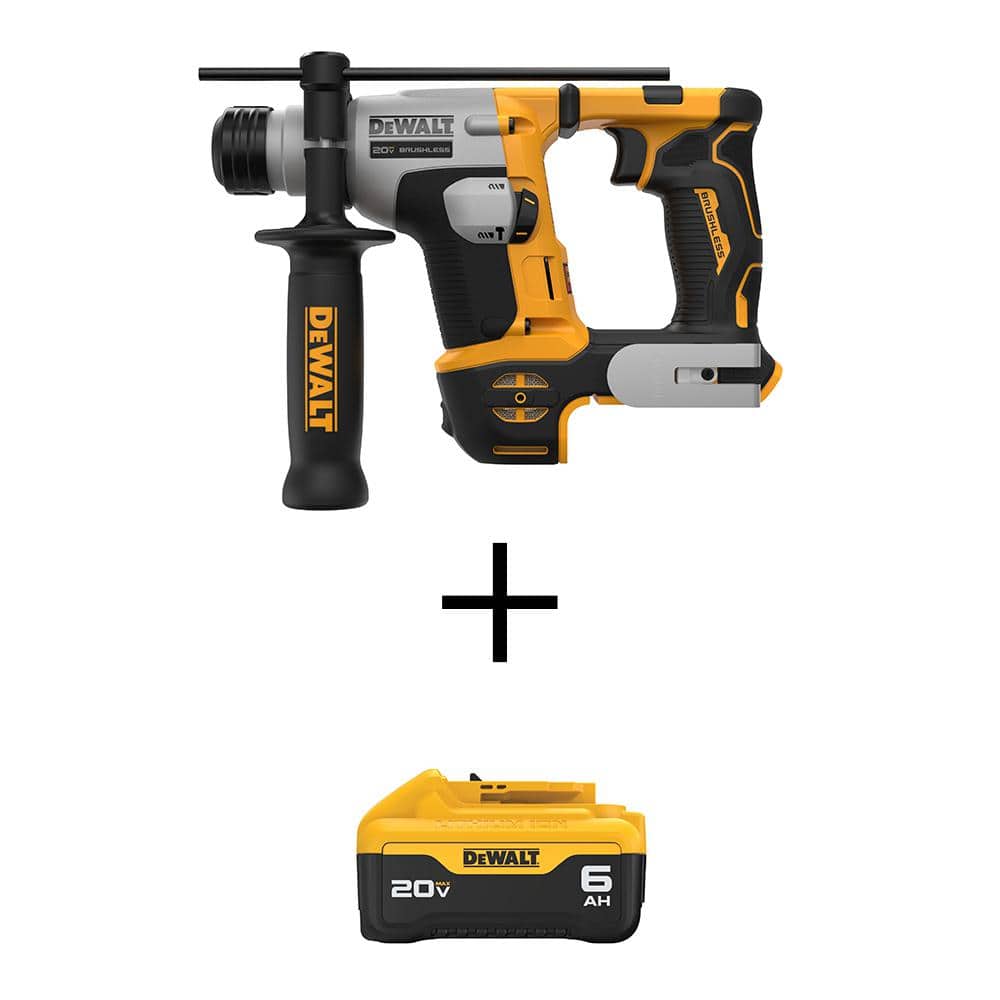 DEWALT ATOMIC 20V  MAX Lithium-Ion Cordless Brushless Ultra-Compact 5/8 in. SDS Plus Hammer Drill with Premium 6 Ah BatteryPack