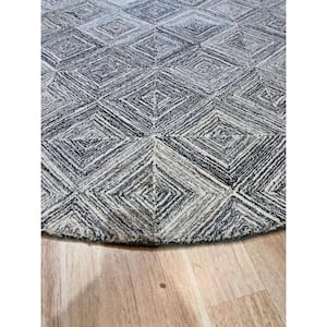 Multi Gray 6 ft. x 6 ft. Transitional Modern Tufted Area Rug