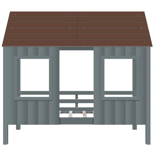 Utopia 4niture Elaiza Gray Twin Size Low Loft House Bed
