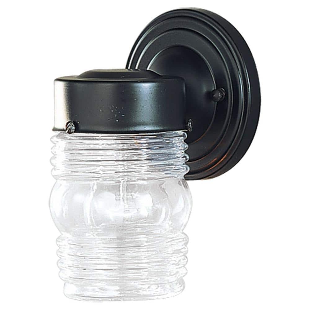 Black Steel Outdoor Wall Lantern with Clear Glass Shade