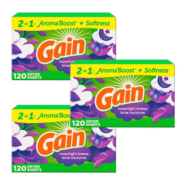 Gain Moonlight Breeze Scent Dryer Sheets (120-Count) (3-Pack)