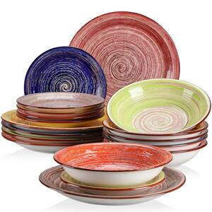 vancasso Bonita 18-Piece Stoneware Assorted Colors Dinnerware Set ...