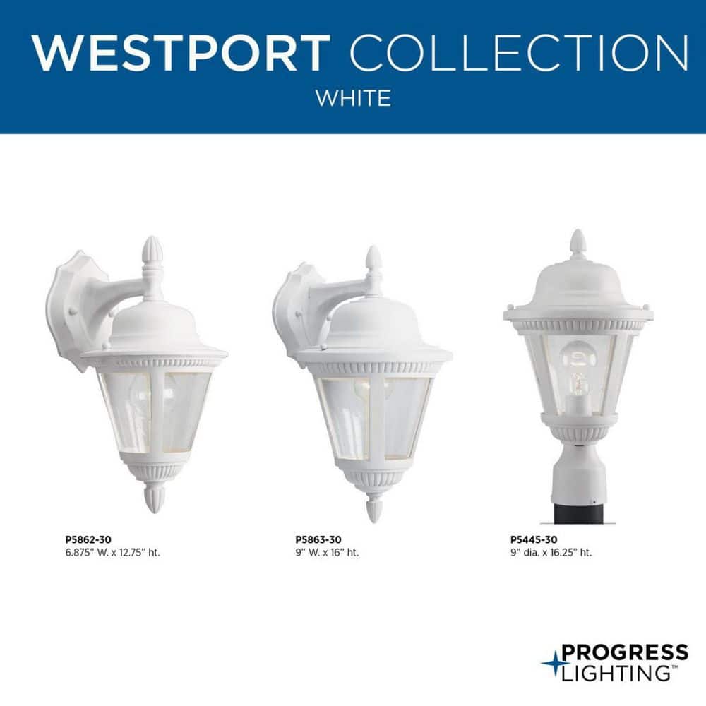 White 16" Outdoor Wall Lantern Sconce with Clear Glass