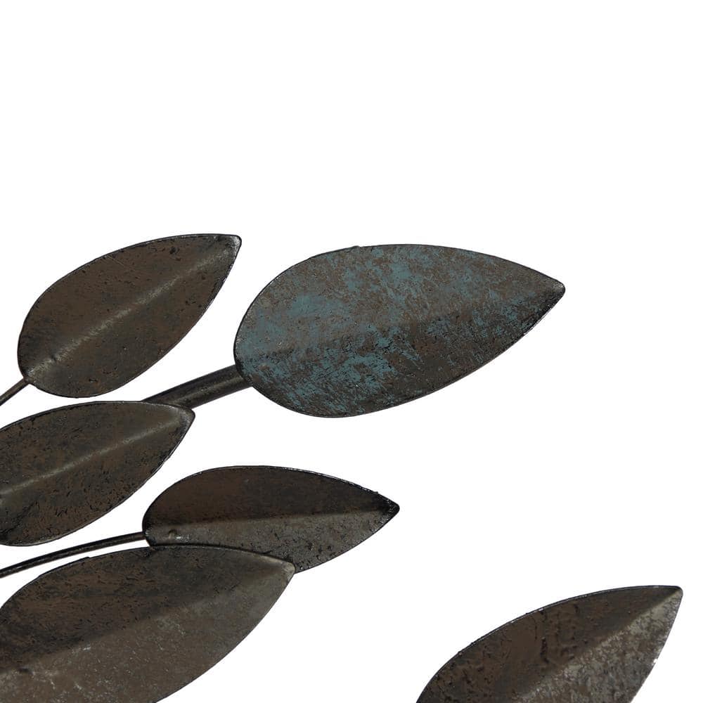 Brown Metal Leaf Horizontal Wall Sculpture 12" x 48"