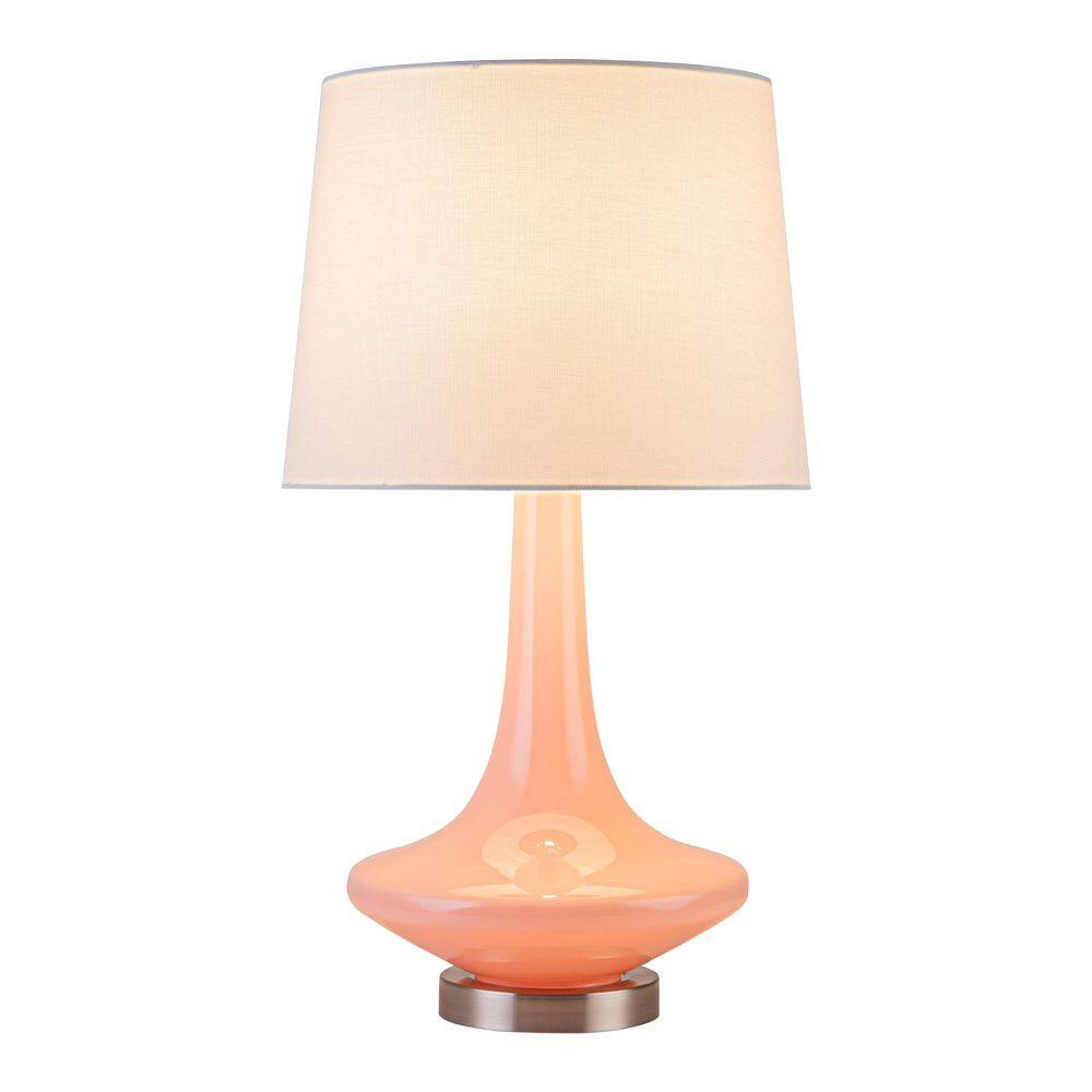 24.25 in. Modern Elegant Pink Glass Table Lamp with White Fabric Shade price history on PriceWatchPro