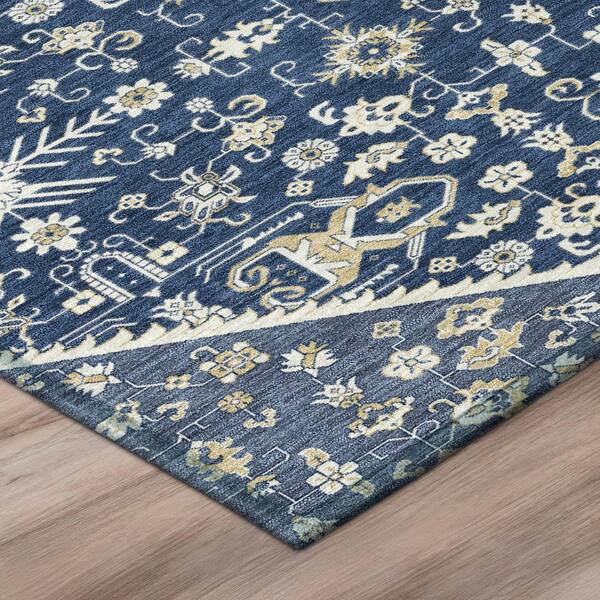 Chantille Machine Washable Indoor/Outdoor Abstract ACN3050 Navy 8 ft. x 8 ft. Round Rug
