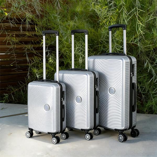 HIKOLAYAE New Kimberly Nested Hardside Luggage Set in Space Silver