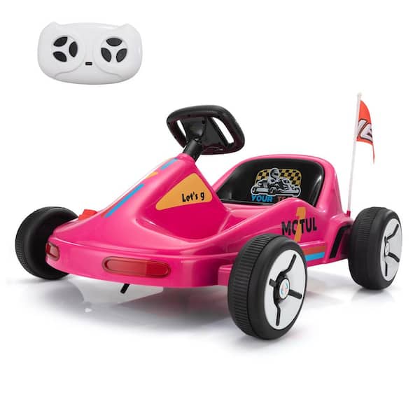 12-Volt Electric Ride on Car Go Kart for Kids, Ride on Toy with Remote Control/Music for Toddlers 3-8 Years, Pink