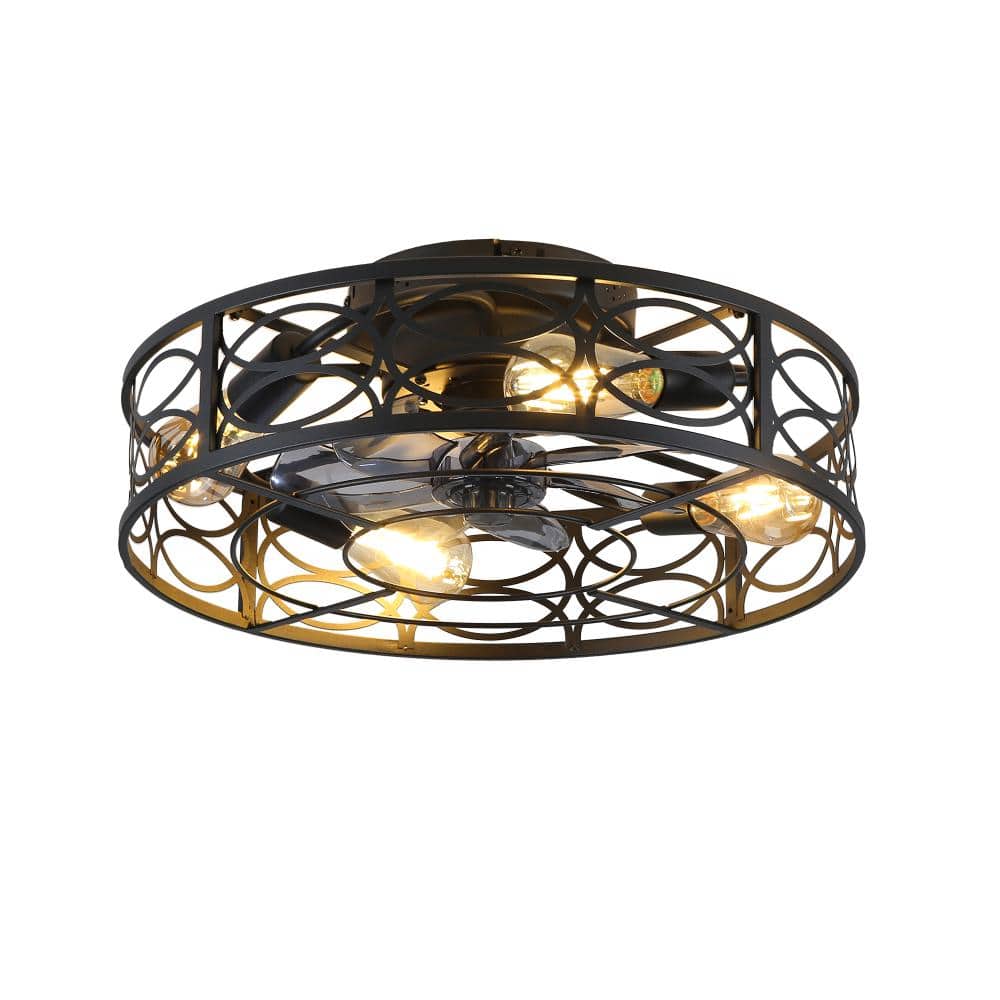 20 In. 7 Blades Black Flush Mount Ceiling Fan with Light and Remote Control,Reversible DC Motor price history on PriceWatchPro