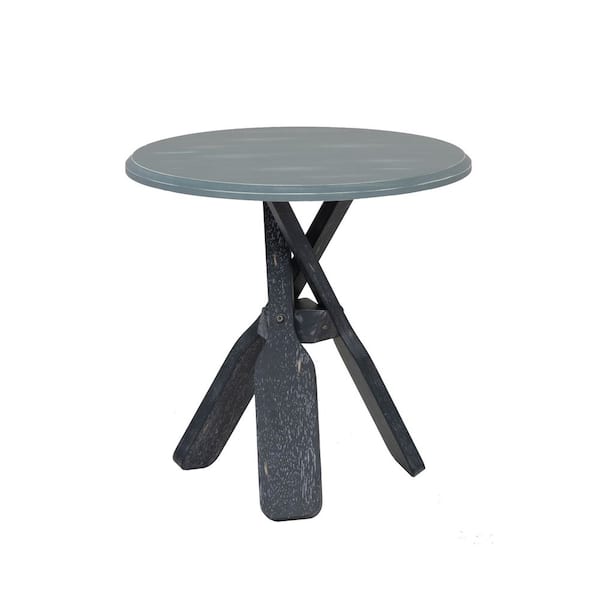 Powell Company Marlin 22 in. Gray Round Wood End Table with Oar Base