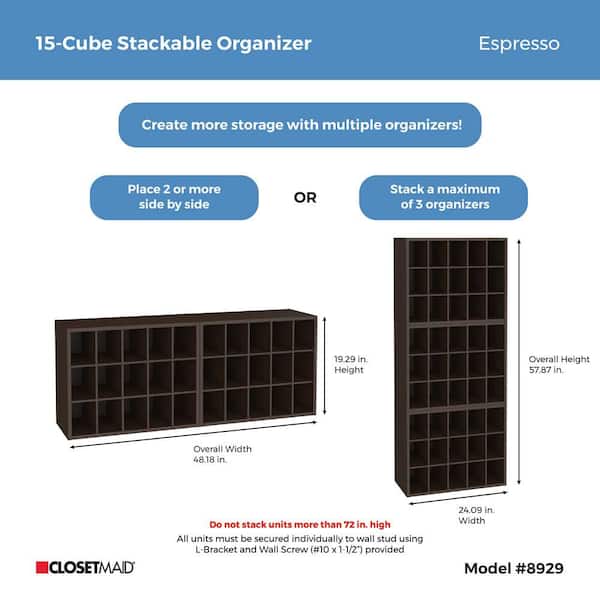 closetmaid 8995 stackable 24-inch wide horizontal organizer