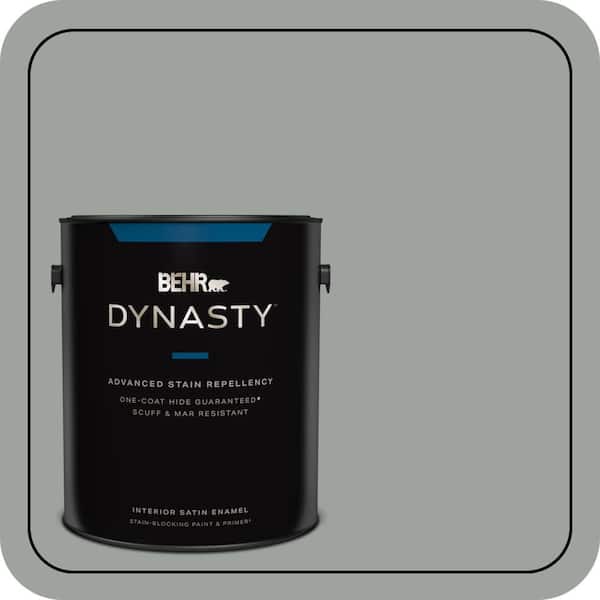 BEHR DYNASTY 1 gal. #710F-4 Sage Gray One-Coat Hide Satin Enamel Interior Stain-Blocking Paint and Primer