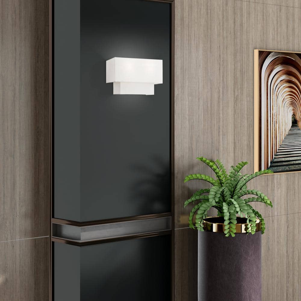 Swaney Brushed Nickel 2-Light Dimmable Fabric Shade Sconce