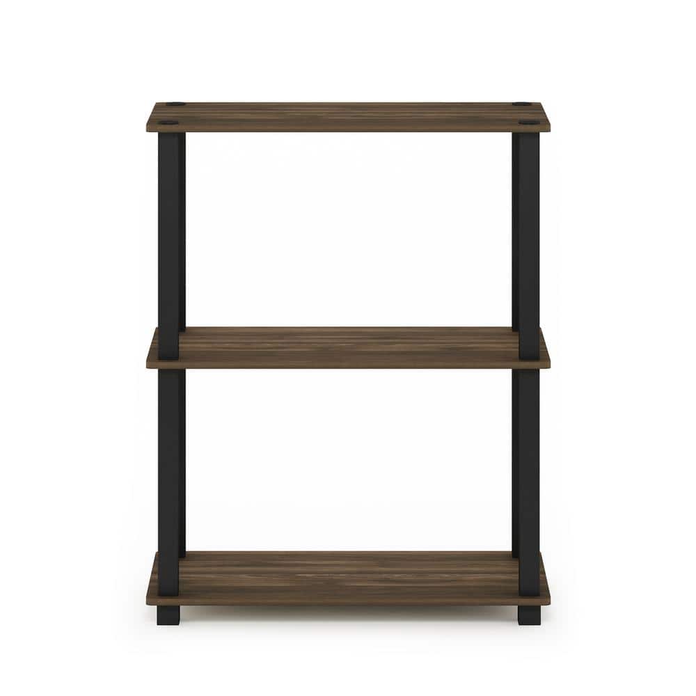 Columbia Walnut and Black Adjustable 3-Tier Wood Shelf