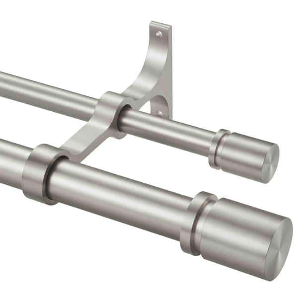 72 in. - 144 in. Adjustable 1 in. Double Curtain Rod in Brushed Nickel