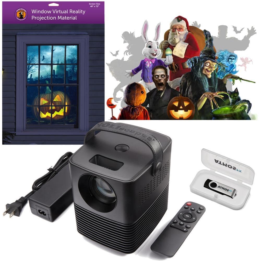 HoliScapes Holiday Projector Kit - 16-Videos on USB Plus Projector