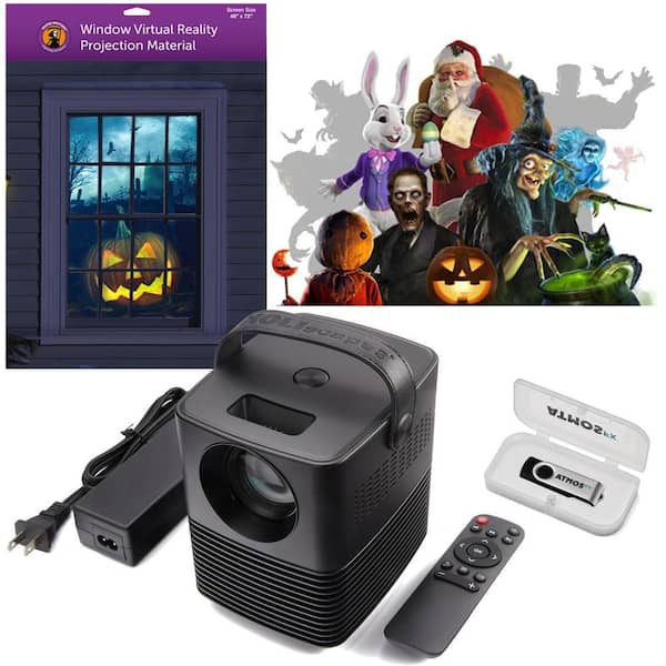 HoliScapes Holiday Projector Kit - 16-Videos on USB Plus Projector Plus 48 in. x 72 in. Screen