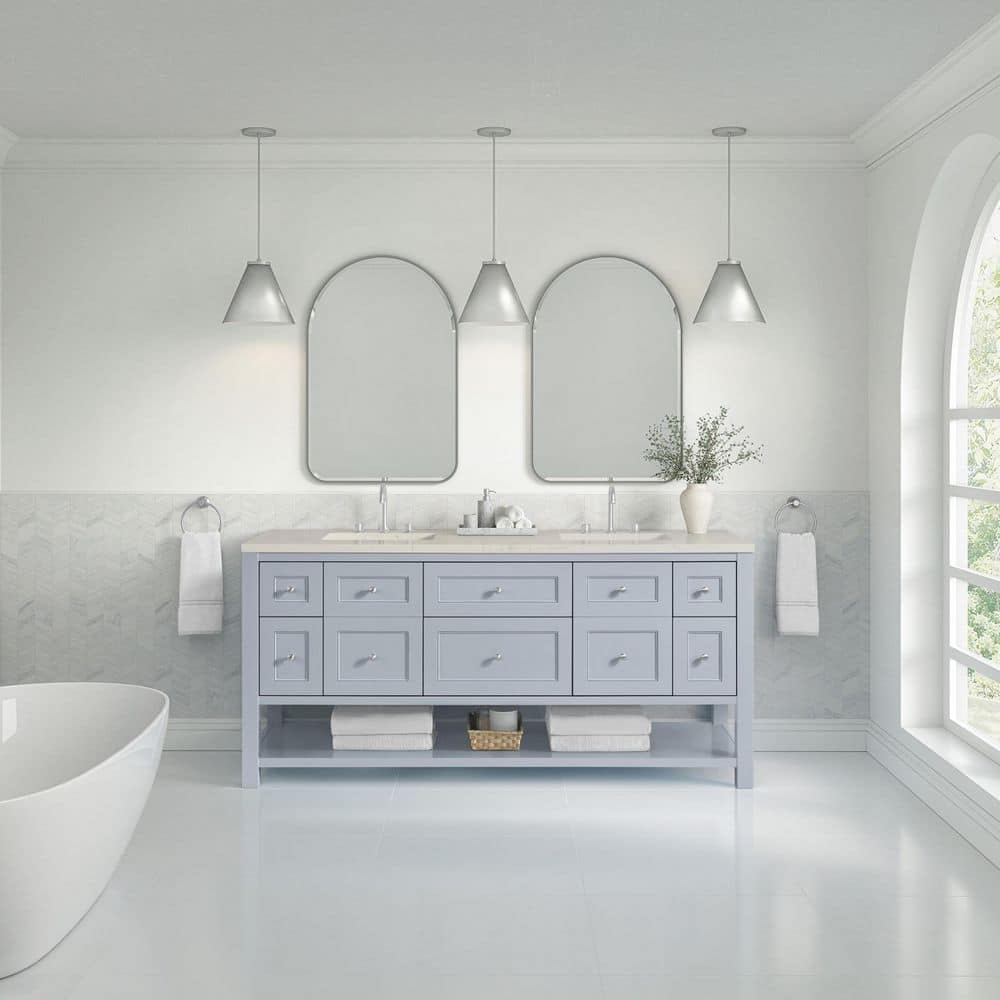 Breckenridge 72.0 in. Double Bath Vanity in Serenity Blue with Siberian Wireless Charging Quartz Top price history on PriceWatchPro