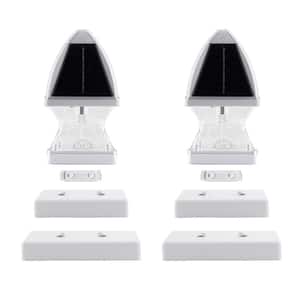 Gothic White LED 4x4 and 5x5 Solar Deck Post Cap Light with 2 Color Options for Backyard and Wood Fence (2-Pack)