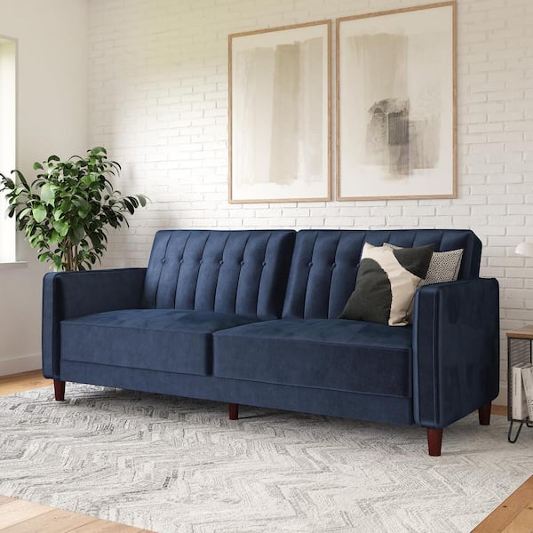 DHP Iris Blue Velvet Tufted Futon DE88866