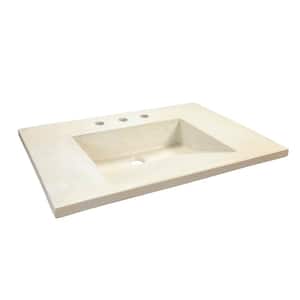 31 in. W x 22 in. D Concrete Single Basin Vanity Top in Cream with Cream Rectangle Basin