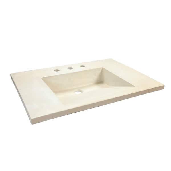 Bellaterra Home 31 in. W x 22 in. D Concrete Single Basin Vanity Top in Cream with Cream Rectangle Basin