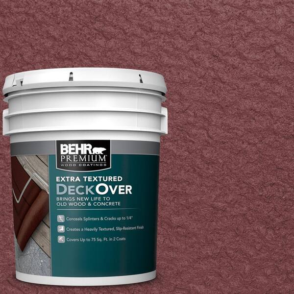 BEHR Premium Extra Textured DeckOver 5 gal. #PFC-04 Tile Red Extra Textured Solid Color Exterior Wood and Concrete Coating