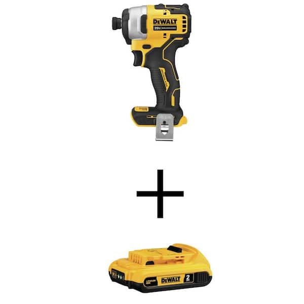 DEWALT ATOMIC 20V MAX Cordless Brushless Compact 1/4 in. Impact Driver and 20V Compact Lithium-Ion 2Ah DCF809BW203 - The Home Depot