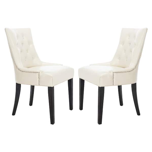 Safavieh Abby Flat Cream/Espresso Bicast Leather Side Chair (Set of 2)