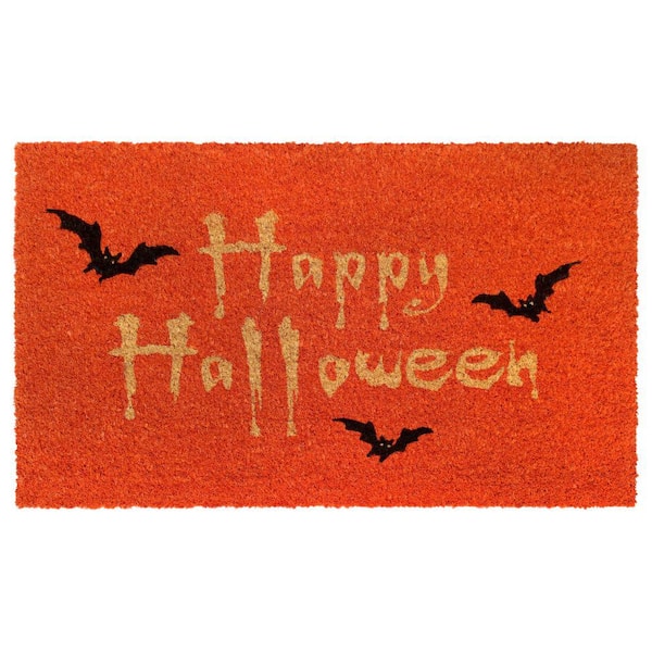 Unbranded Welcome Happy Halloween Black 18 in. x 30 in. Coir Non-Slip Outdoor Doormat