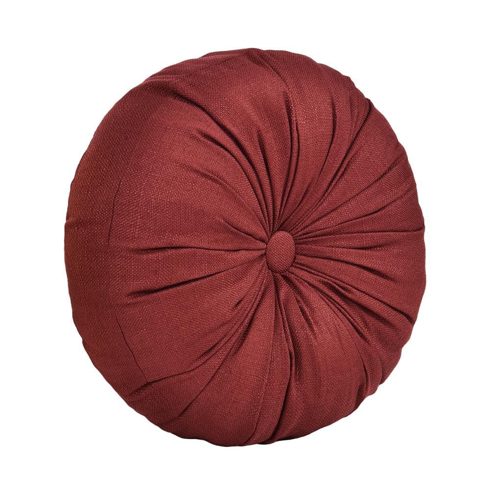Bari Red Polyester Solid Round Decorative Throw Pillow 15 In. L X 15 In. W