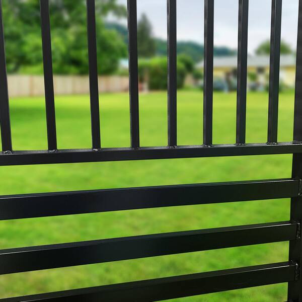 ALEKO 12 ft. x 6 ft. Barcelona Black Metal Steel Dual Swinging Driveway Fence Gate