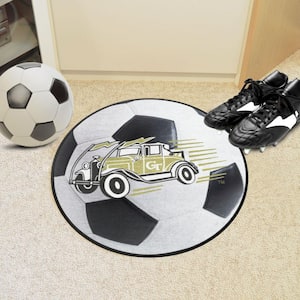 Georgia Tech Yellow Jackets White 27 in. Soccer Ball Area Rug